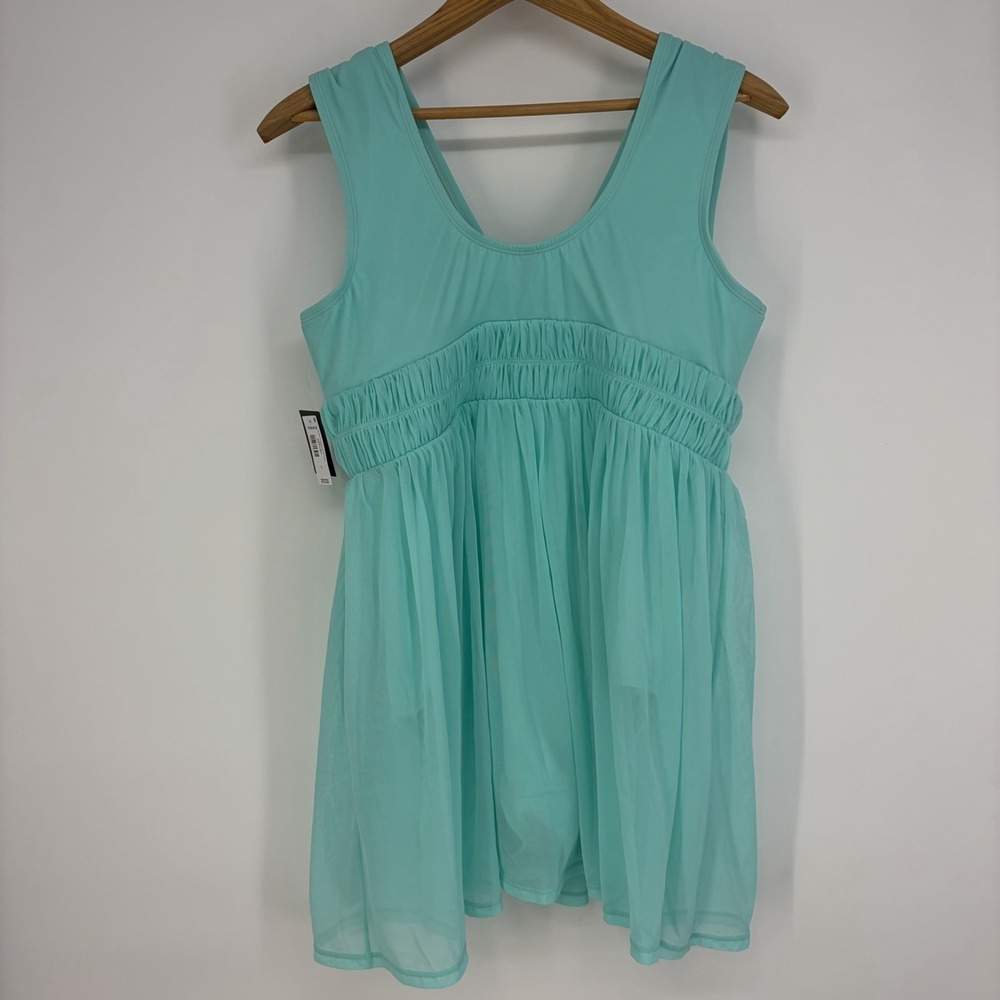 Torrid Swimsuit Sz 1-DD/F Mesh Overlay Swim Dress Aruba Blue Beach Resort Boho - Picture 8 of 11